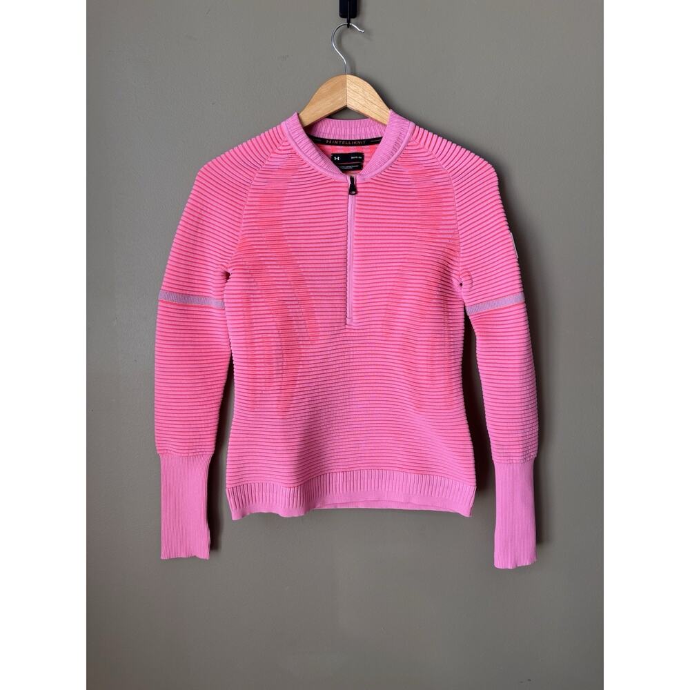 Under Armour 1/4 Zip Medium Pink IntelliKnit Sweatshirt 2.0 Ribbed Pullover